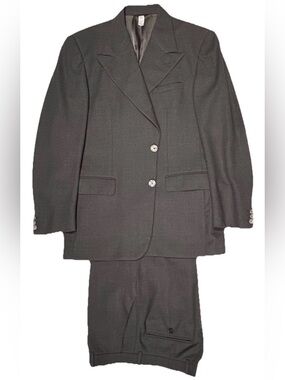 GIANNI VERSACE COUTURE SUIT ORIGINAL 1992 E50 40R 40 R GRAY PEAK LAPELS RARE